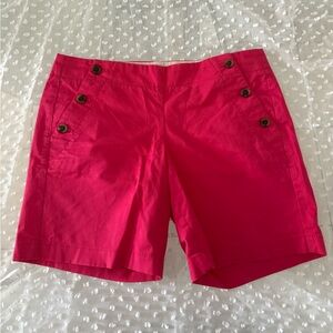 J. Crew Bright Pink Button-Accent Bermuda Shorts Size 4